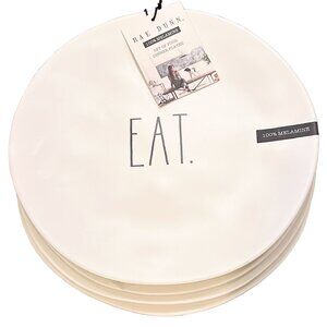 Rae Dunn Melamine Indoor/Outdoor Dinner Plates "EAT" (Set of 4)